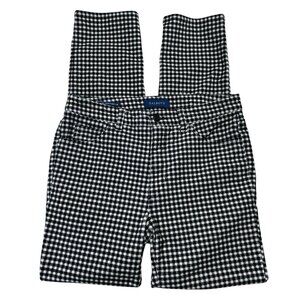Talbots Velvet Pants Women's 4 Black Gingham High Waist Straight Leg